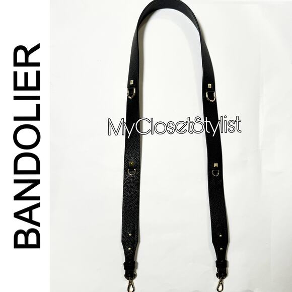 BANDOLIER NEW! Classy Utility Gold D-Rings ADJUSTABLE Crossbody Rare Wide Strap